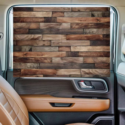 Western Barn Door Magnetic Double Layer Car Window Shades,Side Window Curtains for Blackout/Breathable Mesh View,Vintage Farmhouses Wooden Door Brown Heat Protection Privacy Sun Shades 26x20in 2pcs