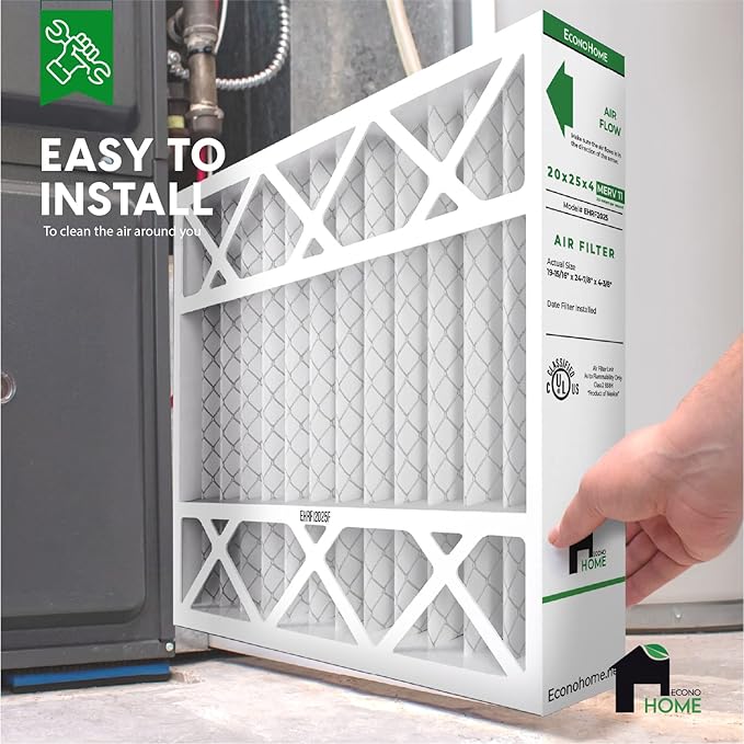 EconoHome 20x25x4 AC Furnace Pleated Air Filter MERV 11 Replacement, 1 Pack, Fits Lennox (X6673), Honeywell (FC100A1037) filters. (Actual size: 19.94 x 24.86 x 4.36 Inches)