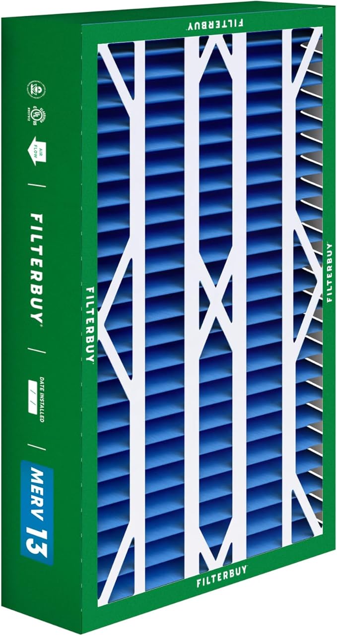 Filterbuy 16x28x6 Air Filter MERV 13 Optimal Smoke & Allergy Defense (2-Pack), Pleated HVAC AC Furnace Filters for AprilAire Space-Gard 401, 2400, & Lennox (Actual Size: 15.50 x 26.88 x 6.00)