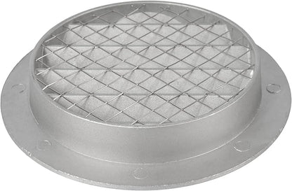 4" Gray Vent Cover - Aluminum - Industrial Round Air Vent Louver - Metal Soffit Vent with Screen - Mesh - Round Vent Grille for House Or Garage Wall- (4" Inch, Gray)