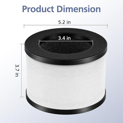 2 Pack TZ-K1 Replacement Filter Compatible with FreAire KN6391, Compatible with ToLife TZ-K1, Compatible with VOOPNU DH-JH12, for MK-01 MK-06, MJ012H, 3-in-1 Filter Replacement for Smoke Pollen, White