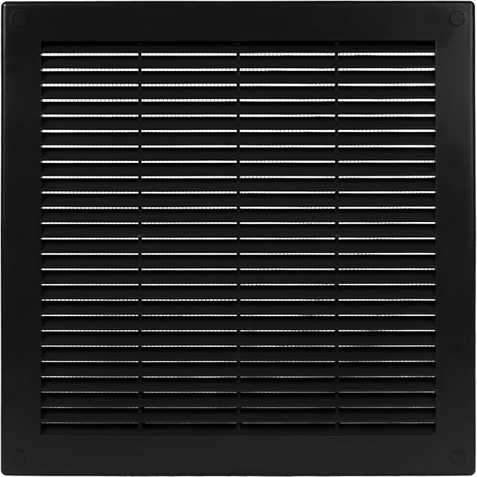 Vent Systems 10" x 10" Inch (Opening Dimensions) - Pack of 5 - Plastic Black Soffit Vent Cover - Flat Square Air Vent Grille - Air Vent Deflector - HVAC 12" x 12" Inch (Overall Dimensions)