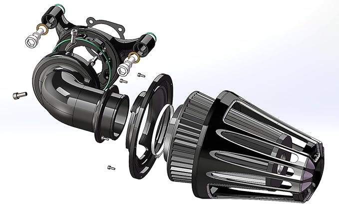 Big Sucker cone Air filter intake for harley air Cleaner Sportster Softail fatboy heritage dyna touring street road king Glide (Deep style -Black, TypeB: Touring 01-07, Softail Dyna 99-15)