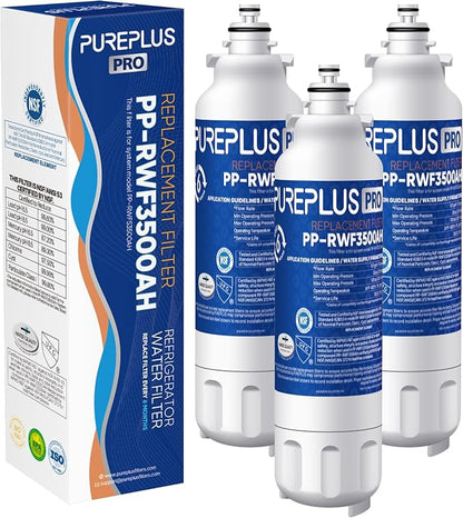 PUREPLUS LT800P NSF/ANSI 53&42 Certified Replacement for LG ADQ73613401, Kenmore 469490, 9490, ADQ73613402, ADQ736134, Refrigerator Water and Air Filter Combo, 3Pack