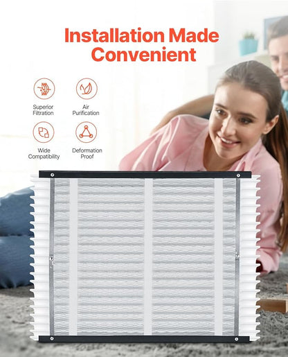 VEVOR 20x25x4 Furnace Air Filter, MERV 11 Pleated HVAC AC Replacement, Electrostatic 12-Month Air Cleaner, 4-Pack (Actual Size: 20.47x25.20x3.98 in), for Improving Home Indoor Quality