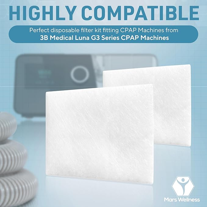 Mars Wellness CPAP Filter Kit - Compatible with 3B Medical Luna G3 Series CPAP Machines - 12 Ultra Fine Filters - Made in The USA
