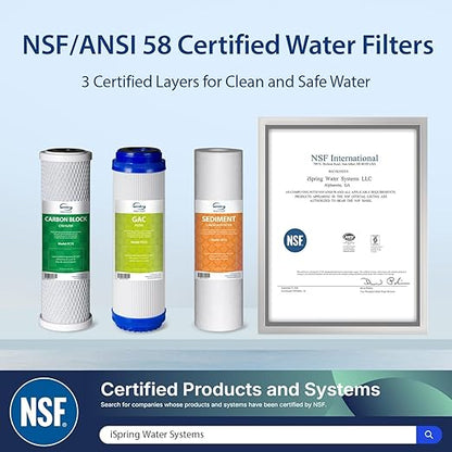 iSpring RCC7D 75 GPD Reverse Osmosis/Deionization Water Filter System, Removes TDS, Chlorine, Fluoride, Lead, and More, Fits Under Sink, 1 Year Warranty