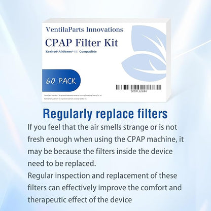 60 Pack - Ultra Fine CPAP Filters - Compatible with ResMed Airsense 11 Series