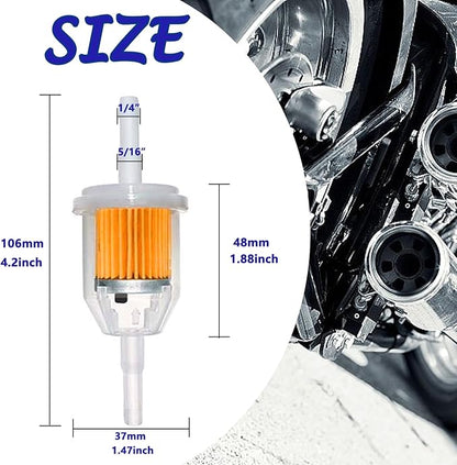 Tnisesm 10Pcs Gas Inline Fuel Filters 1/4 Inch x 5/16 Inch with magnet for Kawasaki Kohler Briggs & Stratton John Deere