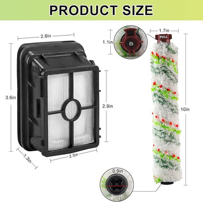 2306A 1785 Pet Pro Replacement Parts 2 Pack 1868 for Bissell Crosswave Roller Brush and 2 Pack 1866 for Crosswave Replacement Filter Compare to Part # 1613568 161-3568 1608684 LUXRILIX