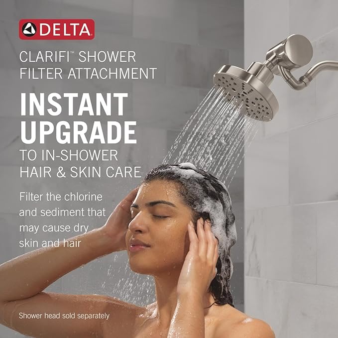 Delta Faucet Clarifi Premium Shower Filter Attachment with Filter, Hard Water Shower Filter, Shower Head Filter, Champagne Bronze 5SF100-CZ