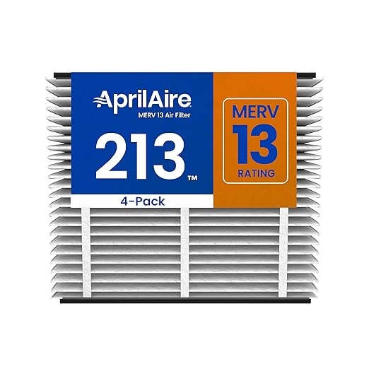 AprilAire 213 Replacement Filter for AprilAire Whole House Air Purifiers - MERV 13, Healthy Home Allergy, 20x25x4 Air Filter (Pack of 4)