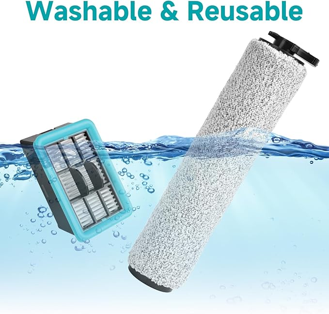 FFsign 3831 Roller Brush & Filter Replacement Compatible with Bissell Crosswave Hard Floor Expert 3831, HF2 3845N Vacuum, Floor Scrubber Wet Dry Vacuum Accessory Kit 2 Brush Rolls, 4 Filter Parts