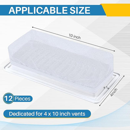 Zonon 12 Pcs 4 x 10 Inch Floor Register Trap Cover Vent Screen for Home Vent Mesh Elastic Band Filter Floor Register Trap Keeps Pet Hair, Food Out(White)