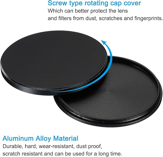 PATIKIL 55mm Lens Cap, Camera Lens Cap Cover Universal Front Metal Lens Filter Stacks Cap Protective Case for 55mm Camera Circular Polarizing Fader ND Filter, Black