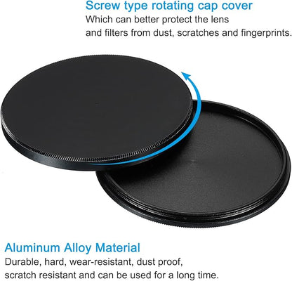 PATIKIL 55mm Lens Cap, Camera Lens Cap Cover Universal Front Metal Lens Filter Stacks Cap Protective Case for 55mm Camera Circular Polarizing Fader ND Filter, Black