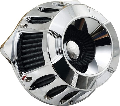 Harley Air Cleaner Motorcycle Filter Intake CNC Cut Kit Chrome for Models Touring Street Glide 2008-2016 Softail 2016-2017 (Chrome, Fitment - C)