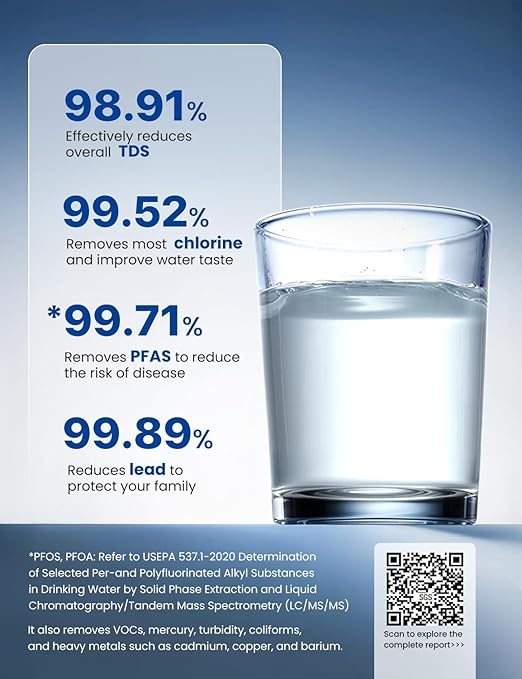 NOVETE Smart Reverse Osmosis Water Filter Countertop, UV 8-Stage RO Water Filtration System with APP Control, Cold Water Down to 32℉, NSF/ANSI 42/58 Certified, 4:1 Pure to Drain, No Plumbing, CRF1A-Qi