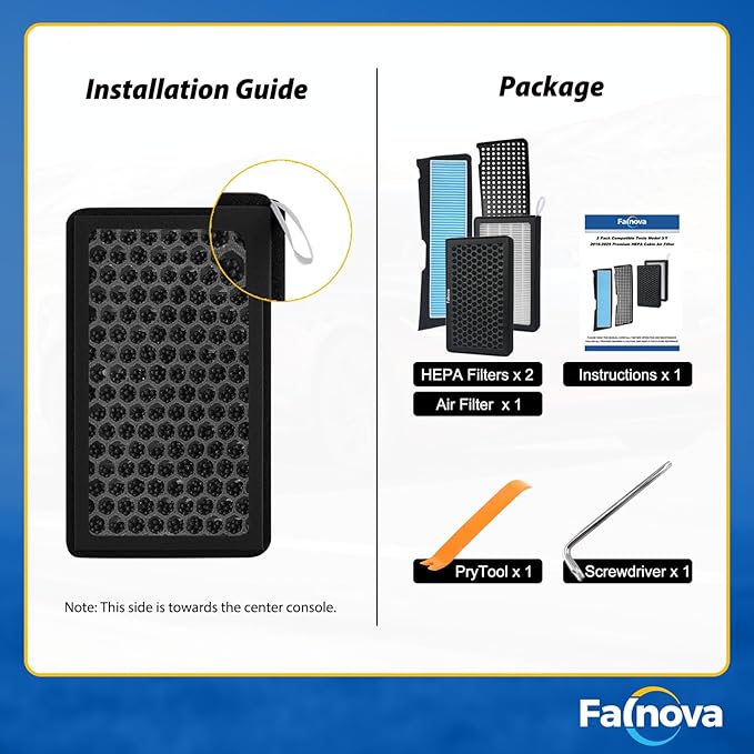 Compatible with Tesla Model 3 2021-2025 Front Trunk & Cabin Air Filter Kit — Includes Tools & Guide