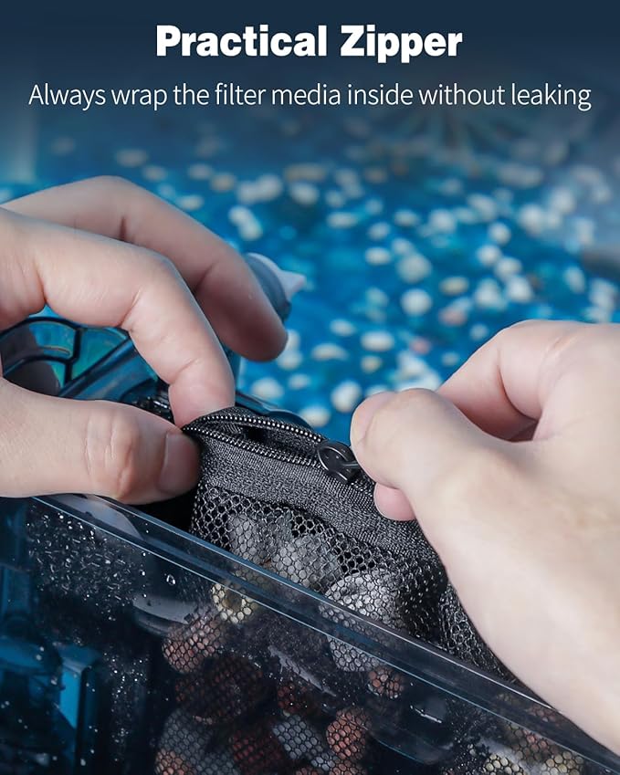 Pawfly 8 Pack Aquarium Filter Media Bags, Fish Tank Fine Mesh Bag with Plastic Zipper Aquarium Reusable Mesh Bag for Activated Carbon, Bio Filter Balls, Filter Stones (3" x 4")