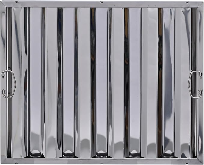 25" x 20" Stainless Steel Commercial Hood Filter – Dishwasher Safe, Welded Baffle Grease Trap with Drop Handles – Easy Installation & Durable Grease Fire Prevention Filter
