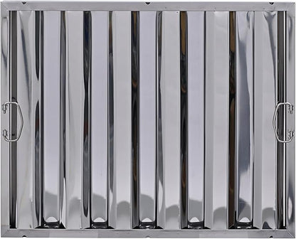 25" x 20" Stainless Steel Commercial Hood Filter – Dishwasher Safe, Welded Baffle Grease Trap with Drop Handles – Easy Installation & Durable Grease Fire Prevention Filter