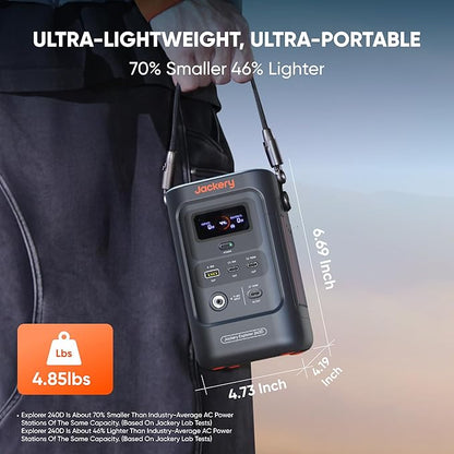Jackery Explorer 240D Power Bank and 40W Solar Panel (80,000mAh), LiFePO4 Battery Portable Power Station, USB-C Cable Included,200W DC Output,1-Hour Fast Charging, Compact for Outdoor, Camping, Travel