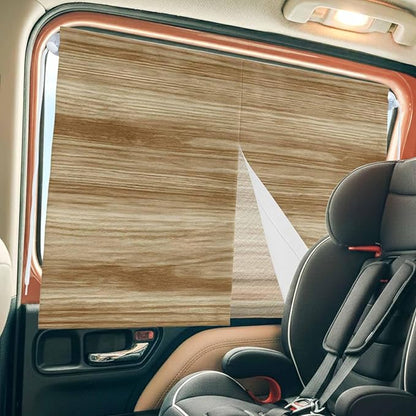 Light Brown Wood Grain Magnetic Double Layer Car Window Shades,Side Window Curtains for Blackout/Breathable Mesh View,Western Farmhouse Barn Door Privacy Sun Shades for Heat/UV Protection 26x20in 1pcs
