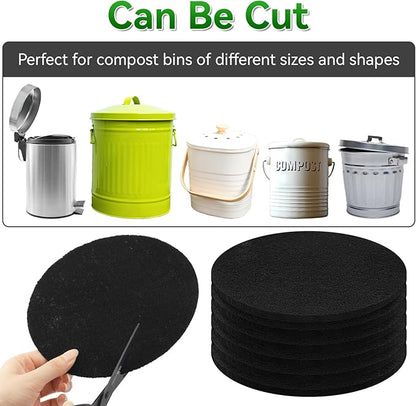 6 Pack Charcoal Filters for Compost Bucket, 6.7 Inch Compost Filters for Countertop Bin, Activated Carbon Replacement Filters for Kitchen Compost Bins, Home Bucket Compost Bin Refill, Round