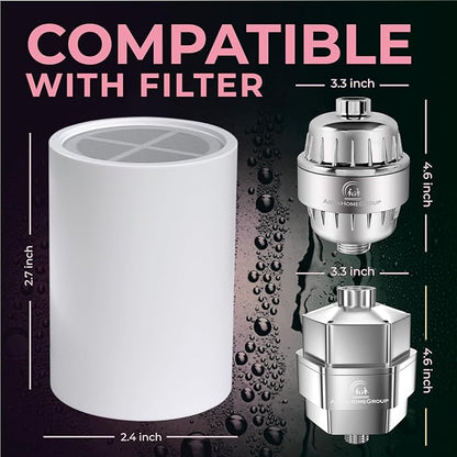 AquaHomeGroup Vitamin C + E + A Shower Filter Replacement Cartridge with Aroma Granules (Rose) - Removes Chlorine, Supports Skin & Hair Health - Compatible with Similar 15 20 Stage Filters