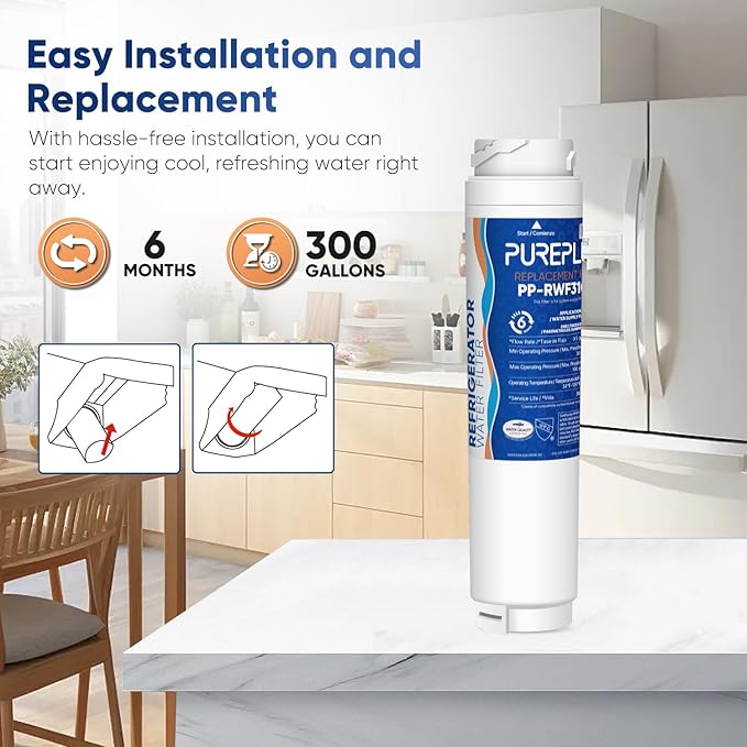 PUREPLUS 9000194412 NSF 53&42 Certified Refrigerator Water Filter Replacement for Bosch Ultra Clarity BORPLFTR10,REPLFLTR10, 11034152, 644845,B26FT70SNS, B22CS80SNS, B22CS50SNS, Haier 0060820860,3PACK
