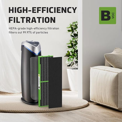 FLT4825VO Toxin Clear HEPA Replacement Compatible with AC4825 AC4300 AC4800 AC4900 AC4850, 2 True HEPA Filters & 6 Activated Carbon Pre-Filters, FLT4825VO, Black/Green