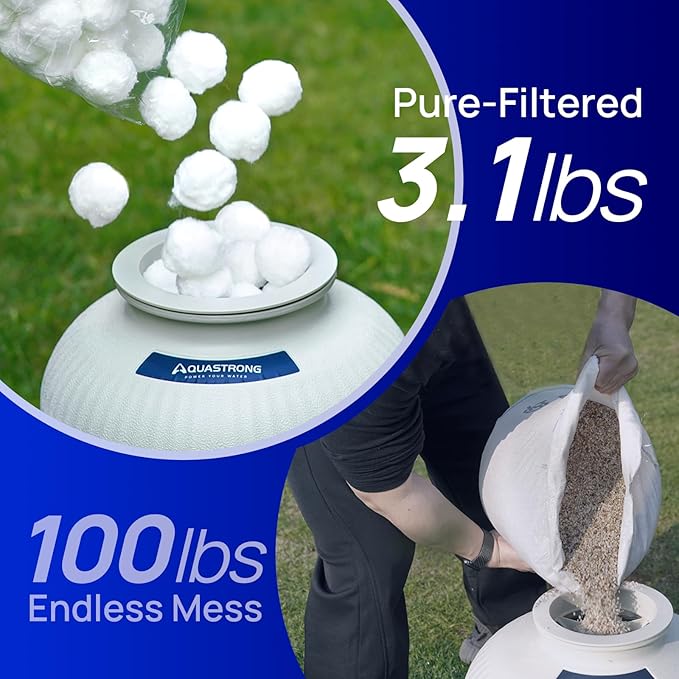 AQUASTRONG Pool Filter Balls for Sand Filters, 3.1 lbs Reusable Pool Sand Filter Balls (Replaces 100 lbs of Sand), Efficient Water Filtration Pool Filter Balls for Swimming Pools, Filter Pumps