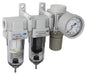 PneumaticPlus SAU230-N02G Three Stage Air Drying System, 1/4" NPT - Particulate Air Filter, Coalescing Filter, Air Pressure Regulator Combo - Poly Bowl, Manual Drain, Bracket, Gauge