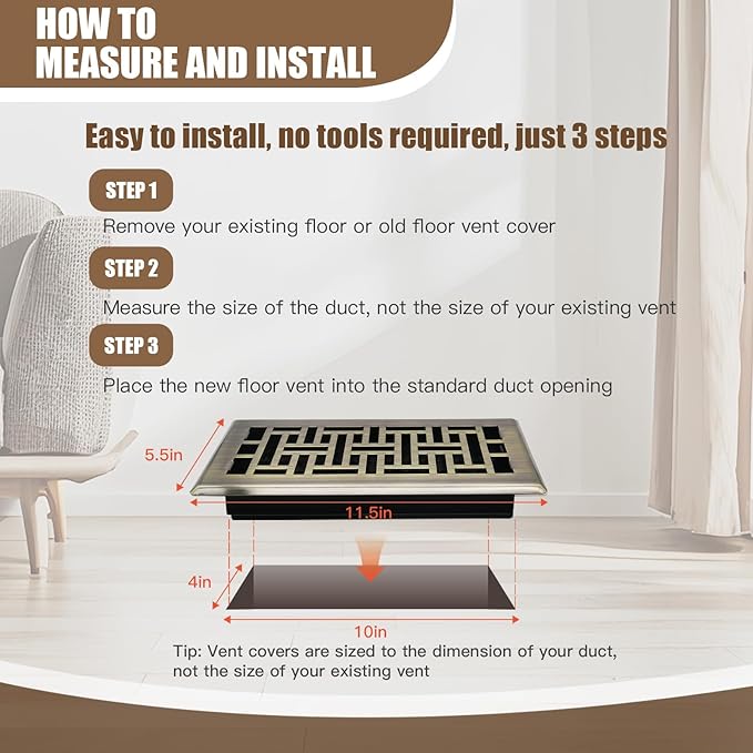 Air Floor Vent Adjustable Register 4x12 Inch Floor Register Vents for Home Floor Register Vents Bronze Color