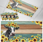 Fluorescent Light Covers Farm Cow Sunflower Magnetic Light Filters Vintage Blue Green Wood Grain Ceiling Light Covers for Classroom Office Home Drop Ceiling Lamp Decor 4 Pieces