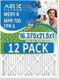16.375x21.5x1 Air Filter MERV 8 Rating, 12 Pack of Furnace Filters Comparable to MPR 700 & FPR 5 - Made in USA by AIRX FILTERS WICKED CLEAN AIR.