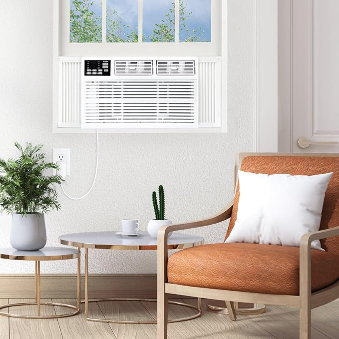 Whirlpool 10,000 BTU Window Air Conditioner with Dehumidifier, 115V, Window AC for Rooms up to 450 Sq. Ft., Living Room, Bedroom, or Kitchen, with Remote Control, Digital Display, and 24H-Timer, White