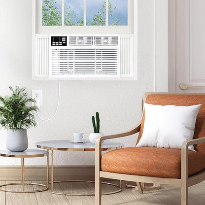 Whirlpool 10,000 BTU Window Air Conditioner with Dehumidifier, 115V, Window AC for Rooms up to 450 Sq. Ft., Living Room, Bedroom, or Kitchen, with Remote Control, Digital Display, and 24H-Timer, White