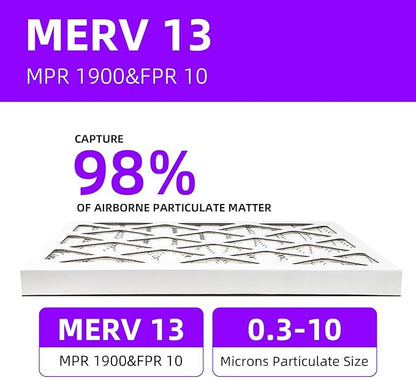 20x24x1 MERV 13 (6-Pack) Pleated Air Filter (Actual Size: 19.75x23.75x0.75") MPR 1900 & FPR 10, Furnace Air Filters