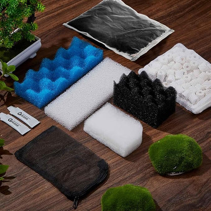 36 Pcs Aquarium Filter Media Kit Compatible with Fluval 306/307, Canister Maintenance Replacement Including 24 Bio Foam Pad, 2 500g Ceramic Rings, 2 Filter Bags, 6 Activated Carbon, 2 Grease