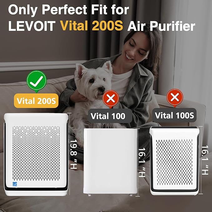 Vital 200S-P Smoke Remover Replacement Filter for LEVOIT Vital 200S Vital 200S-P Air Purifier,V-ital 200S-RF-SR (LRF-V201-BUS), Blue, 2 Pack