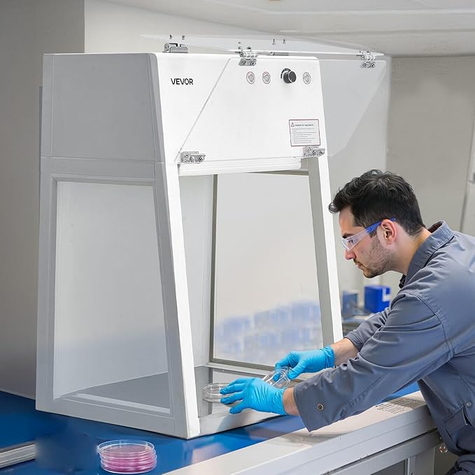 VEVOR Laminar Flow Hood, 20.08 x 20.47 x 23.62 inch Working Area Portable Clean Room, Meets ISO Class 5 Clean Room Standards, Adjustable, with HEPA-14 Filter and G1 Pre-Filter, for Laboratory Use