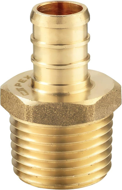 (Pack of 5) EFIELD Pex 1/2 Inch x 1/2 Inch Male NPT Adapter Brass Crimp Fittings (PEX1807017-5PCS)