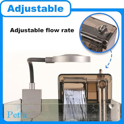 Hang on Back Fish Tank Filter for 3-5 Gallon Aquariums with Surface Skimmer, HOB Filter (A-1) for Efficient and Silent Operation, 53GPH(200L/H), 3W, 1 Pre-Filter Sponge, 1 Filter Pad