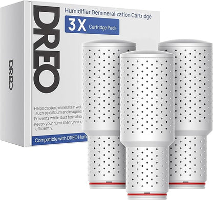 DREO Demineralization Cartridge 3-Pack for Humidifiers, Compatible with Dreo Humidifiers HM311/311S/524/524S, Prevent Mineral Build-up, Filter Hard Water, Eliminate White Dust