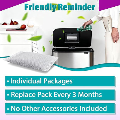 16 Pcs Activated Charcoal Odor Absorbing Filter Refills, Compatible with 8 Gallon & Larger Trash Cans, Long-Lasting Deodorizer Replacement for Kitchen/Bathroom Use