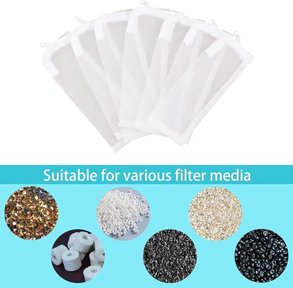 BOXOB 10pcs Aquarium Filter Media Bags, 100 Micron Extra Fine Media Filter Small Mesh Bags Purigen Sock for Fish Tank with Plastic Zipper for Activated Carbon Resin (7.9x3 Inch)
