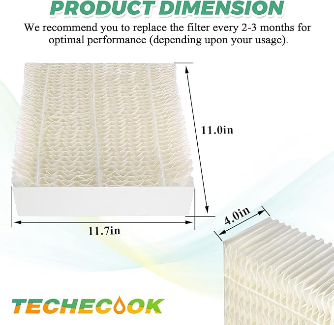 Techecook 1043 Super Humidifier Wick Filters (4 Pack) Replacement for Essick AirCare Evaporative Humidifiers EP9500 EP9700 EP9800 831000 821000 826000 826800 and Bemis Space Saver 800 8000 Series