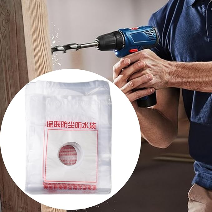 Electric Hammer Dust Bag – Drill Dust Sealr, Hole Saw Catcher | 100PCS Fine Particlle Trap for AC Installation, Wall Cut Dust Barrier Pouch, Compact Vacuum Collector Kit for Plasterboard Drilling Jobs